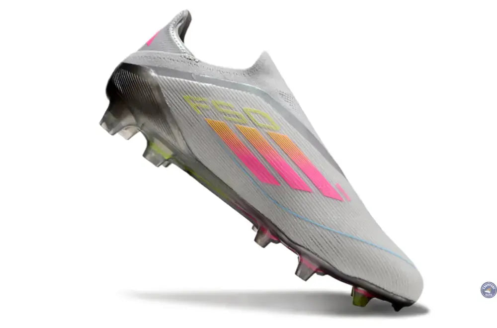 Image of F50 Elite Laceless FG Gris/Rose/Jaune