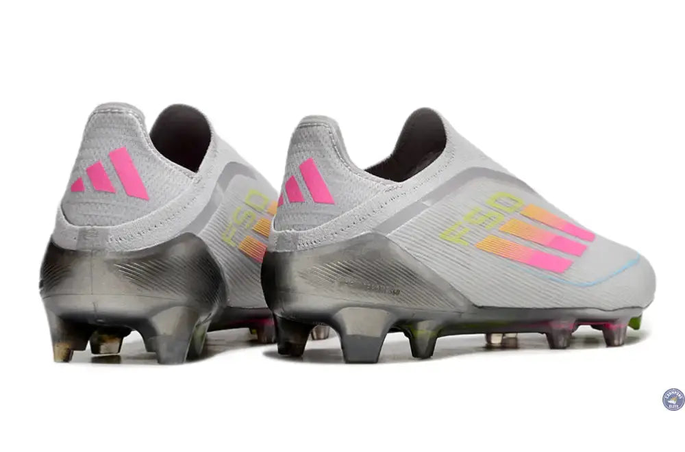 Image of F50 Elite Laceless FG Gris/Rose/Jaune
