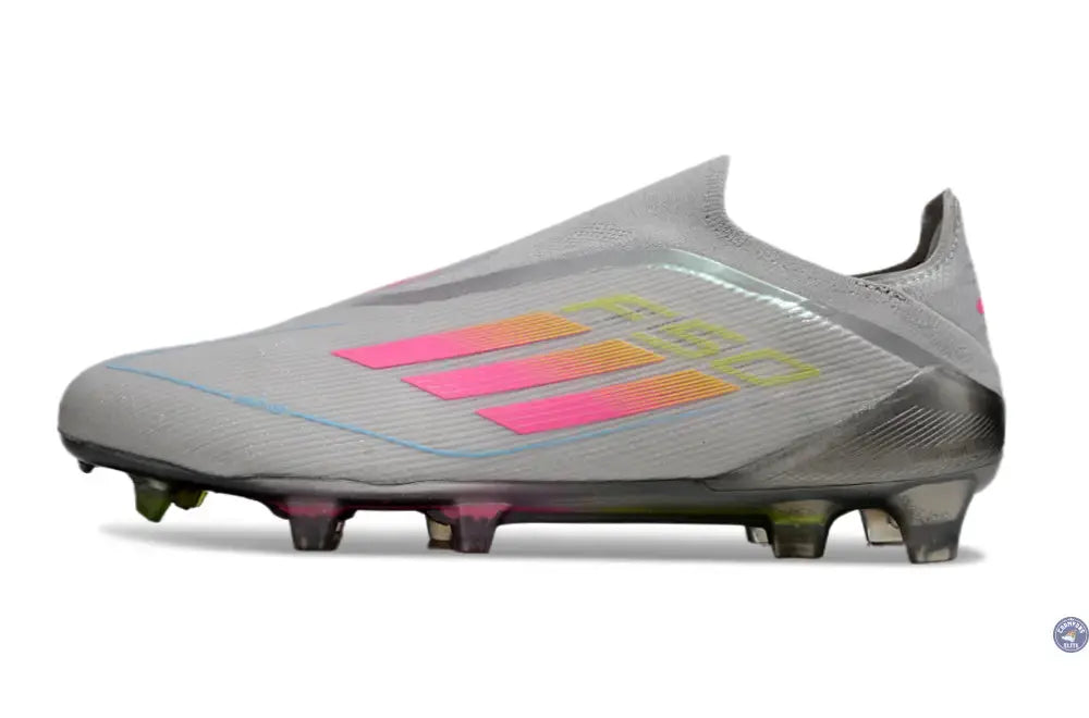 Image of F50 Elite Laceless FG Gris/Rose/Jaune