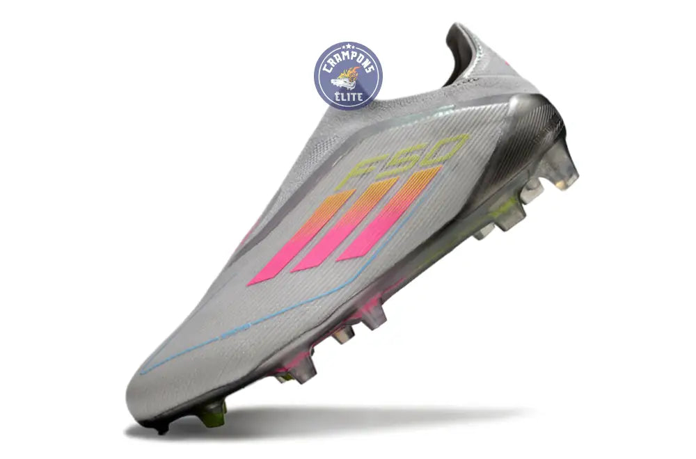 Image of F50 Elite Laceless FG Gris/Rose/Jaune