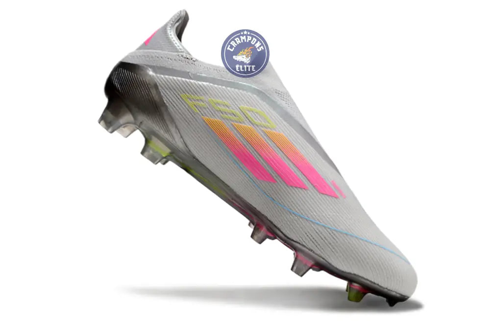 Image of F50 Elite Laceless FG Gris/Rose/Jaune