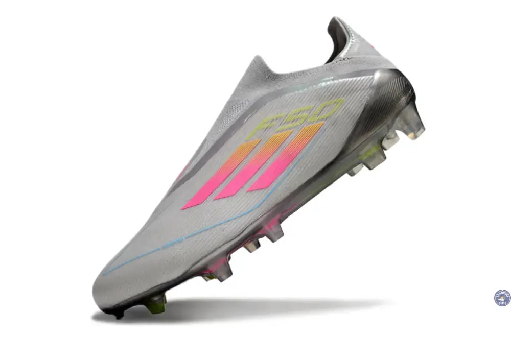 Image of F50 Elite Laceless FG Gris/Rose/Jaune