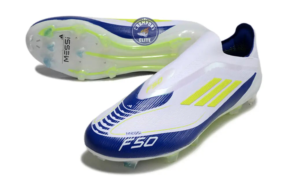 Image of F50 Elite Laceless FG Messi - Blanc/Jaune/Violet