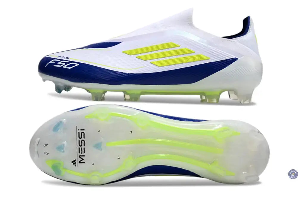 Image of F50 Elite Laceless FG Messi - Blanc/Jaune/Violet