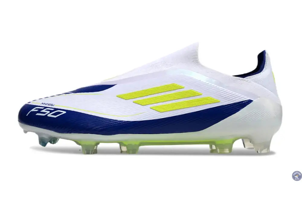 Image of F50 Elite Laceless FG Messi - Blanc/Jaune/Violet
