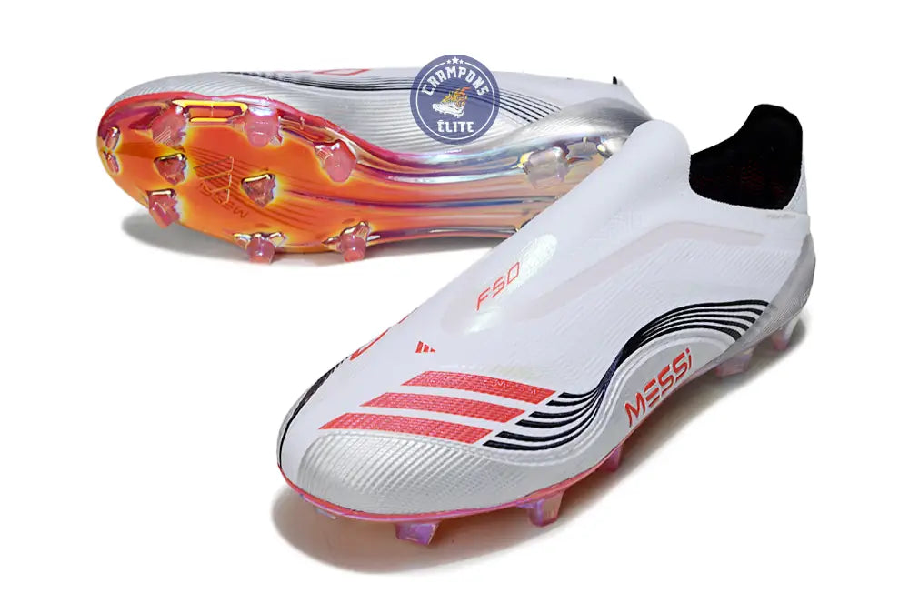 Image of F50 Elite Laceless FG - Messi Prestig10 - Blanc/Noir/Rouge