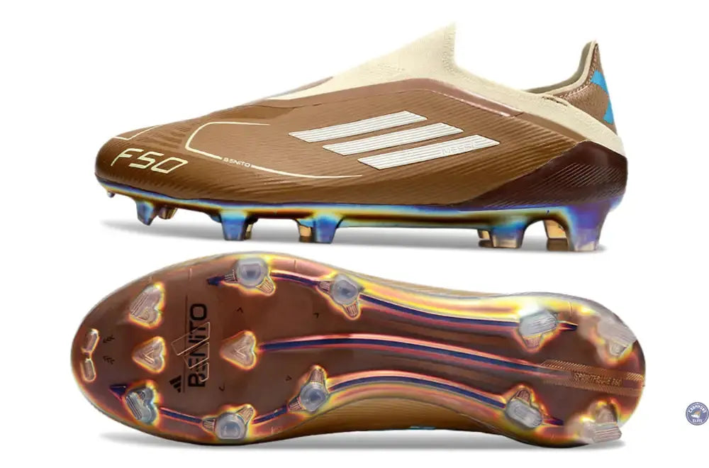 Image of F50 Elite Laceless FG Messi X Bad Bunny Elite FG - Cardboard/Blanc/Turquoise ÉDITION LIMITÉE