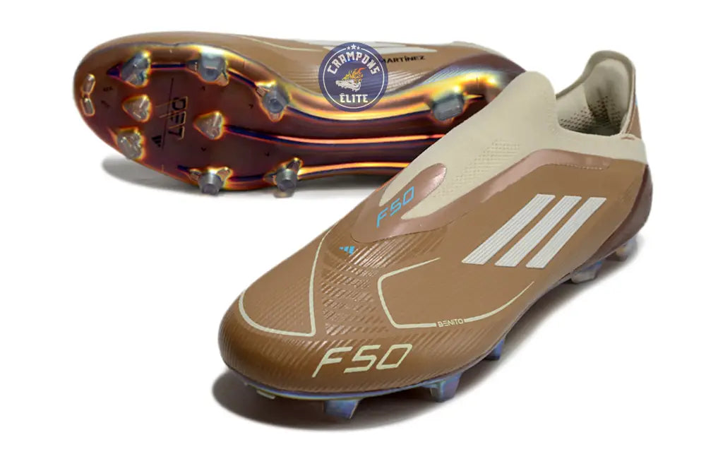 Image of F50 Elite Laceless FG Messi X Bad Bunny Elite FG - Cardboard/Blanc/Turquoise ÉDITION LIMITÉE