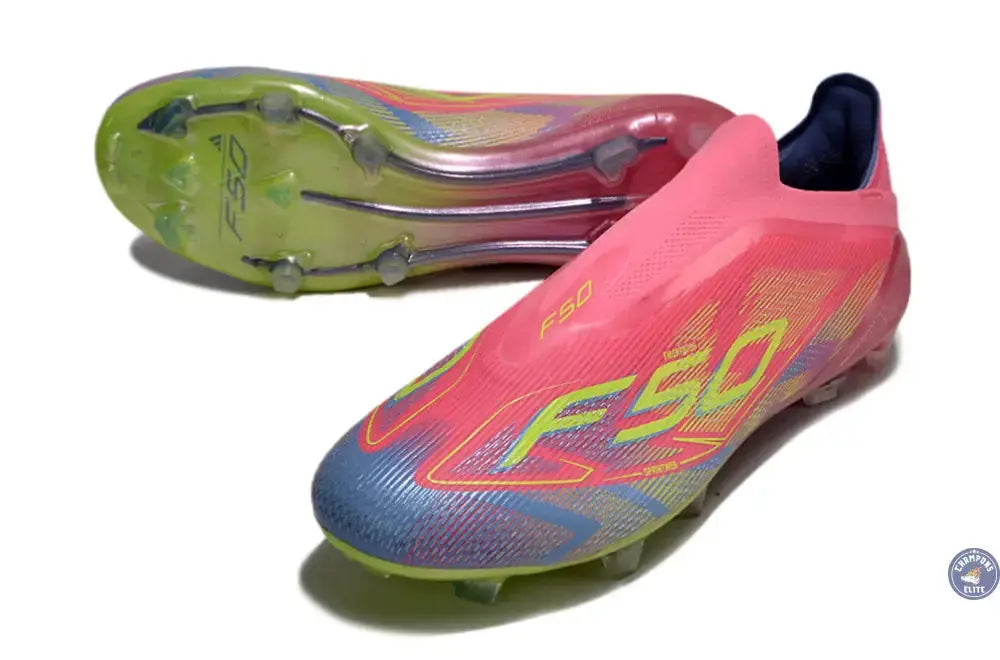 Image of F50 Elite Laceless FG Mystic Victory - Lucid Pink/Lucid Lemon/Blue Fusion