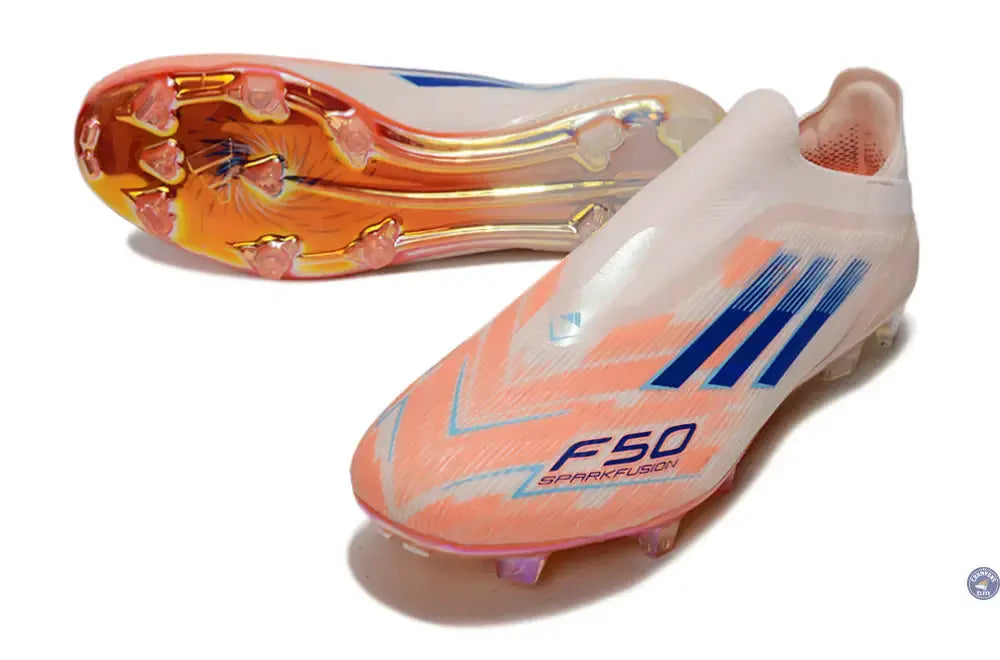 F50 Elite Laceless FG - Beige/Orange/Bleu