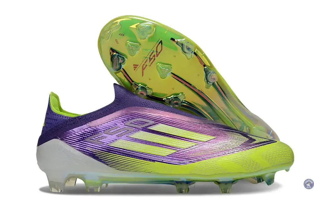 Image of F50 Elite Laceless FG - Violet/Jaune Fluo/Gris