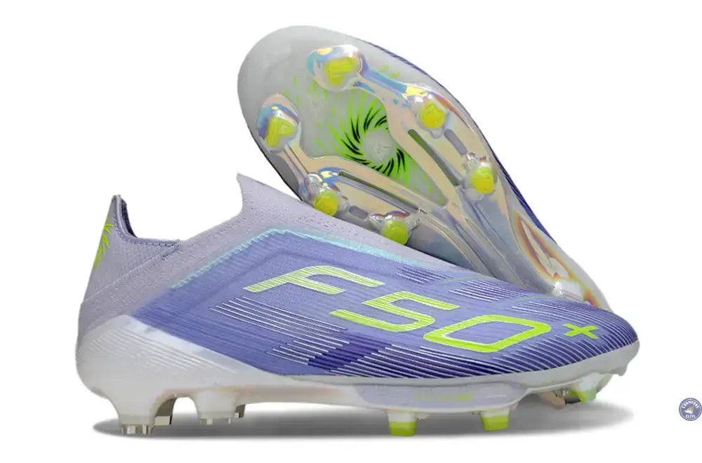Image of F50 + Elite Laceless FG - Violet/Jaune Fluo/Gris