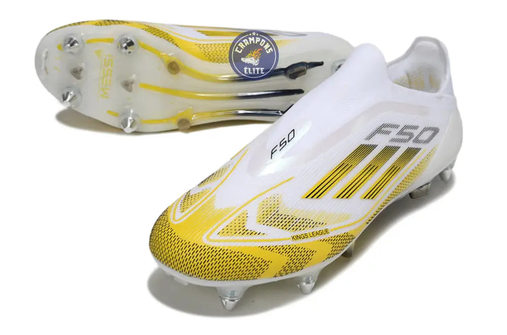 Image of F50 Elite Laceless SG - Blanc/Jaune/Noir
