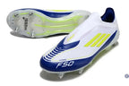 F50 Elite Laceless SG - Blanc/Bleu/Jaune Fluo