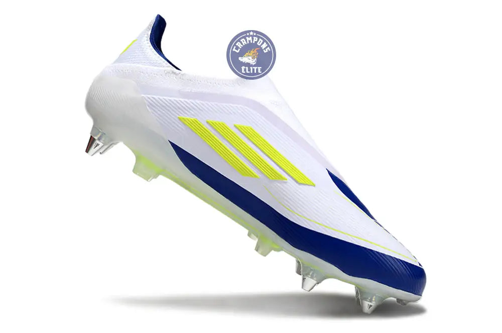 Image of F50 Elite Laceless SG - Blanc/Bleu/Jaune Fluo