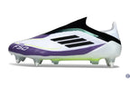 F50 Elite Laceless SG - Blanc/Noir/Violet/Jaune Fluo