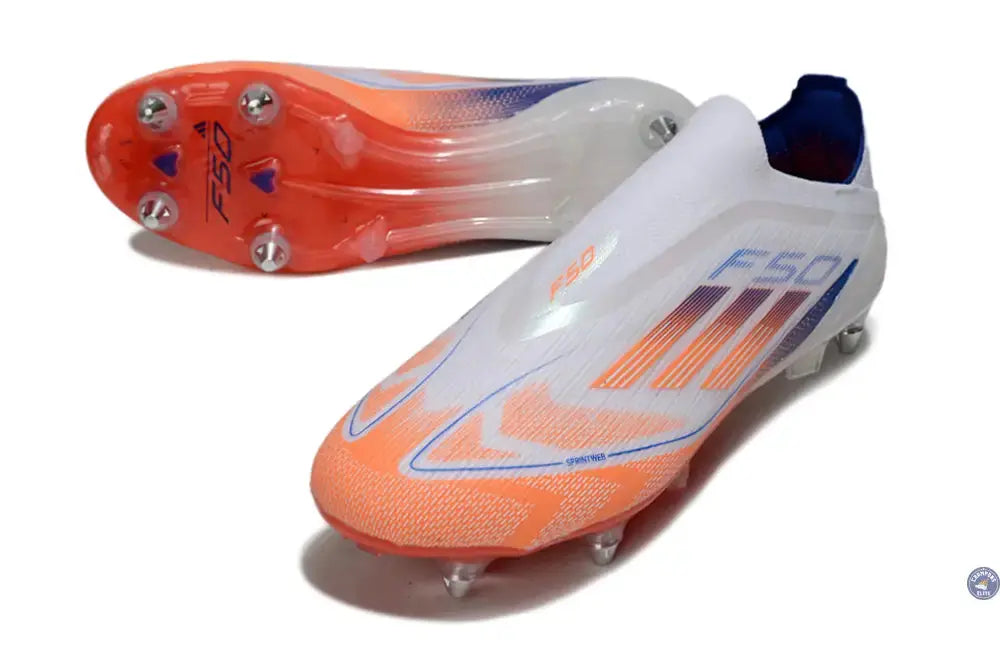 Image of F50 Elite Laceless SG - Blanc/Orange/Bleu
