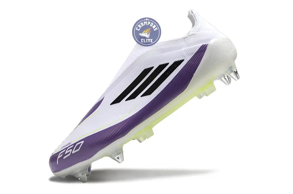 Image of F50 Elite Laceless SG - Blanc/Violet/Noir/Jaune Fluo