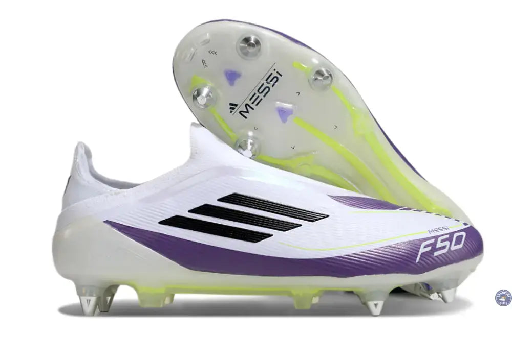 Image of F50 Elite Laceless SG - Blanc/Violet/Noir/Jaune Fluo