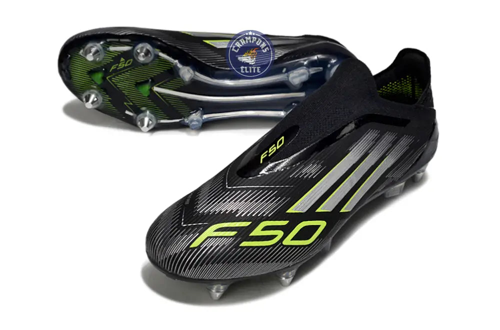 F50 Elite Laceless SG - Noir/Argenté/Jaune Fluo