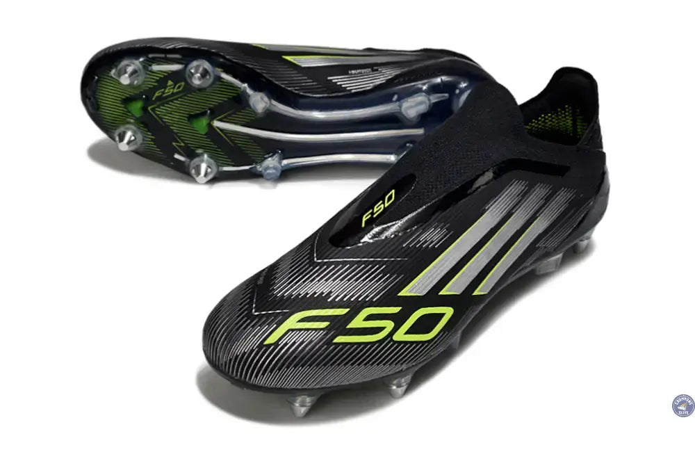 F50 Elite Laceless SG - Noir/Argenté/Jaune Fluo
