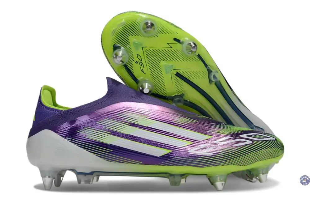 Image of F50 Elite Laceless SG - Violet/Jaune Fluo/Blanc