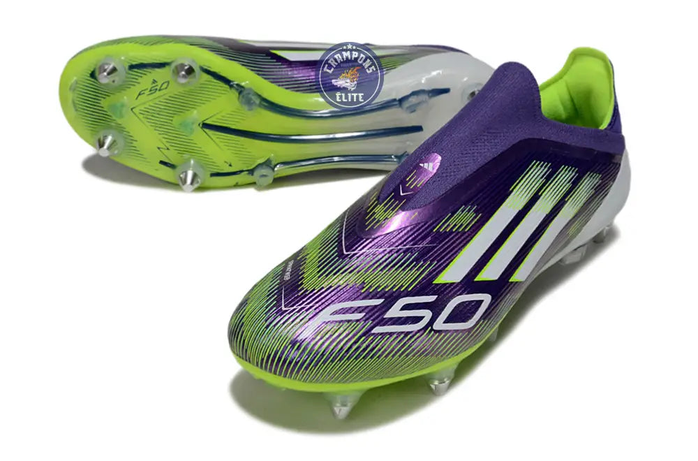 Image of F50 Elite Laceless SG - Violet/Jaune Fluo/Blanc