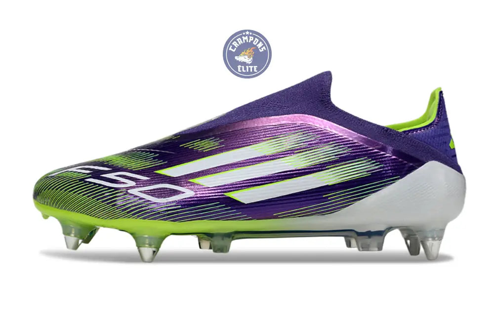 Image of F50 Elite Laceless SG - Violet/Jaune Fluo/Blanc