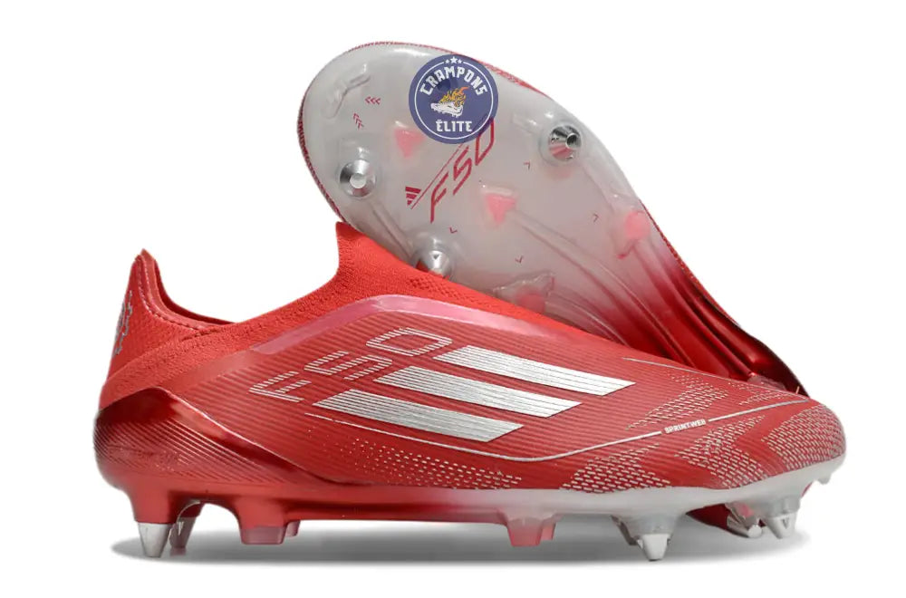 Image of F50 Elite Laceless SG x Soccer.com - Rouge/Argent