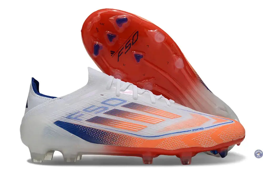 Image of F50 Elite Lacets FG - Blanc/Orange/Bleu