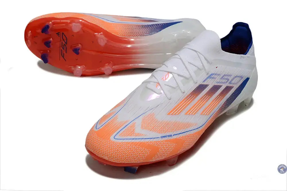 F50 Elite Lacets FG - Blanc/Orange/Bleu