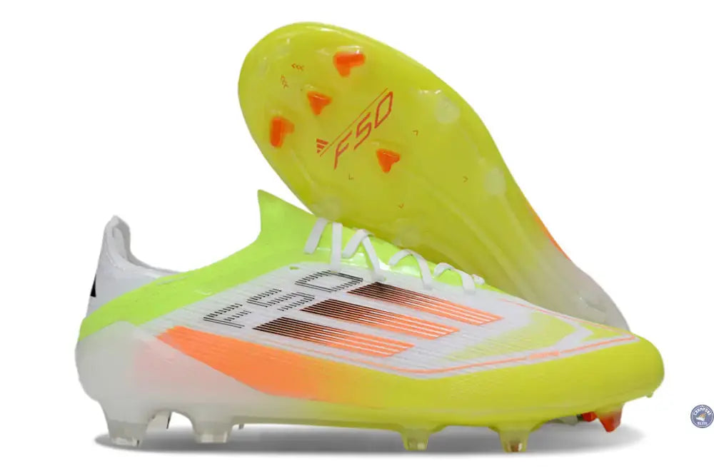 F50 Elite Lacets FG - Blanc/Vert/Jaune/Orange