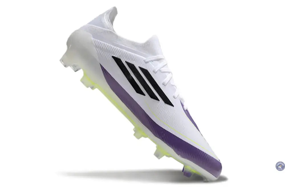 Image of F50 Elite Lacets FG - Blanc/Violet/Jaune Fluo/Noir