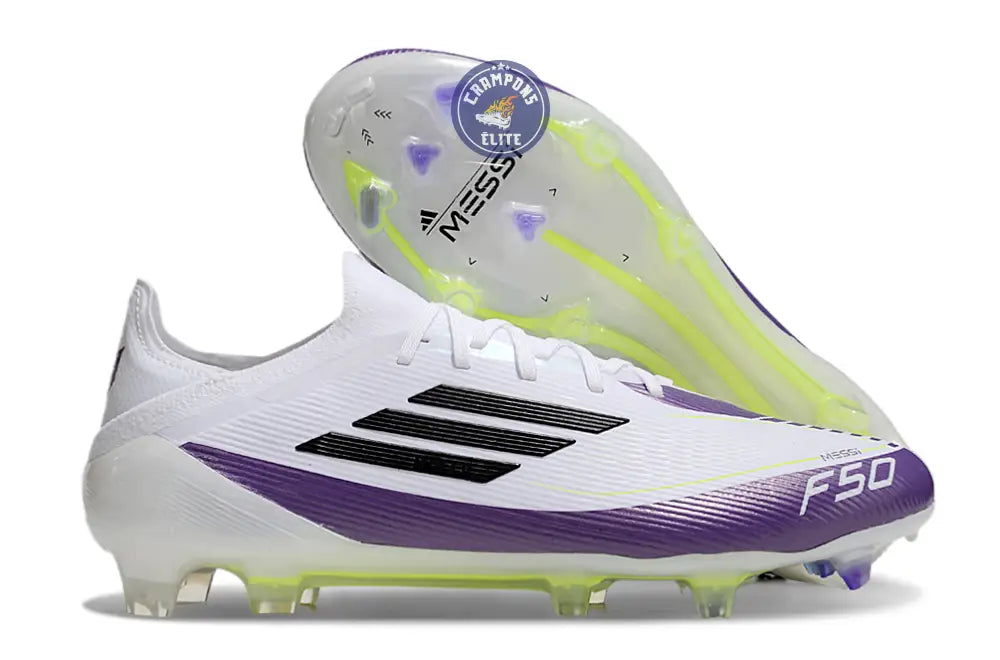 Image of F50 Elite Lacets FG - Blanc/Violet/Jaune Fluo/Noir