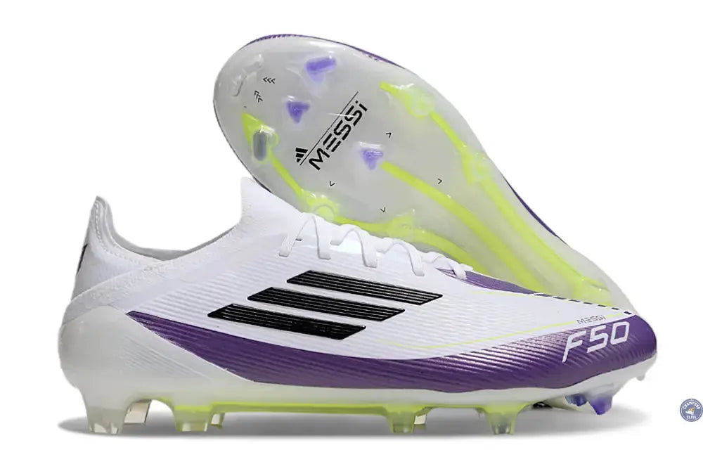 Image of F50 Elite Lacets FG - Blanc/Violet/Jaune Fluo/Noir