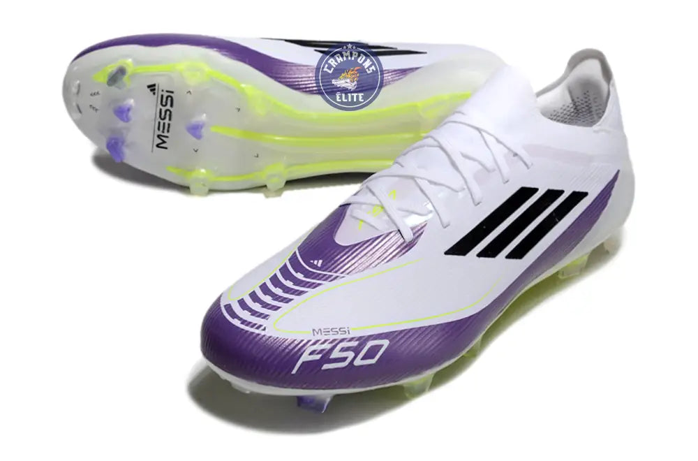Image of F50 Elite Lacets FG - Blanc/Violet/Jaune Fluo/Noir