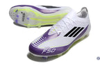 F50 Elite Lacets FG - Blanc/Violet/Jaune Fluo/Noir