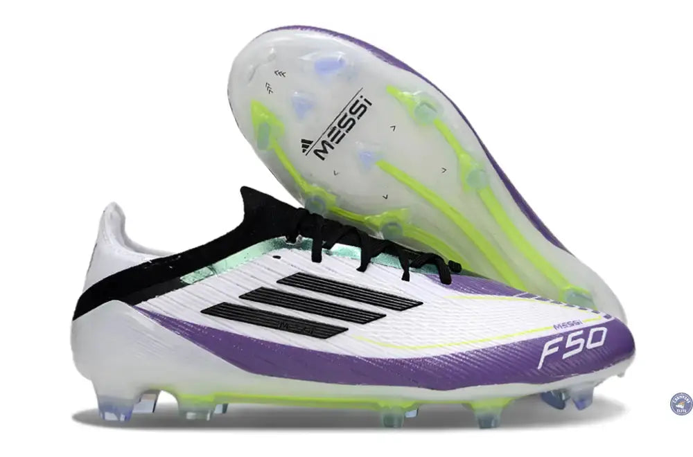 Image of F50 Elite Lacets FG - Blanc/Violet/Noir/Jaune Fluo