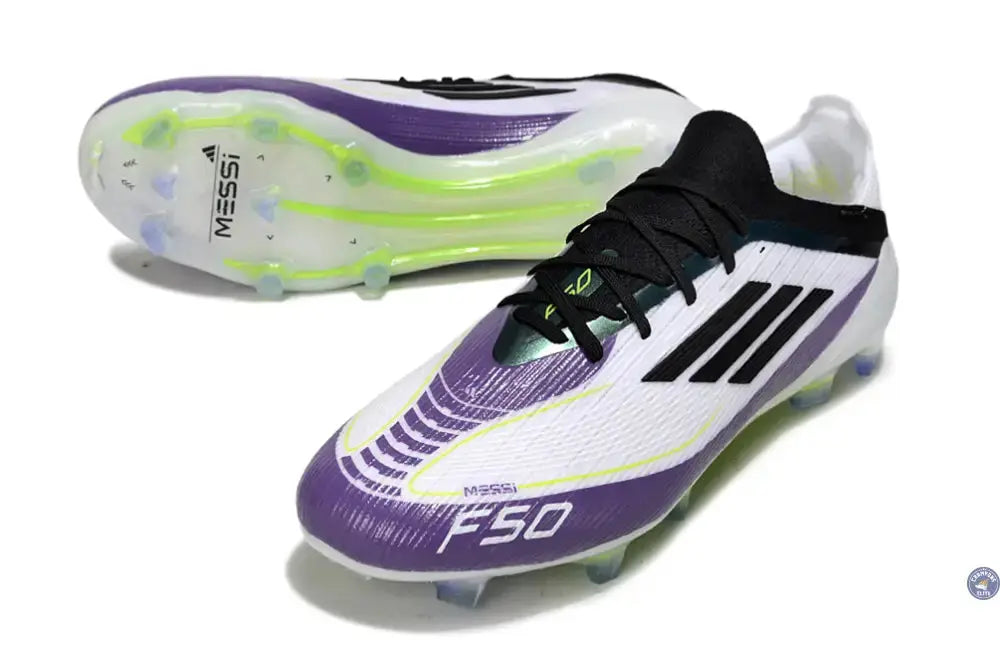 Image of F50 Elite Lacets FG - Blanc/Violet/Noir/Jaune Fluo