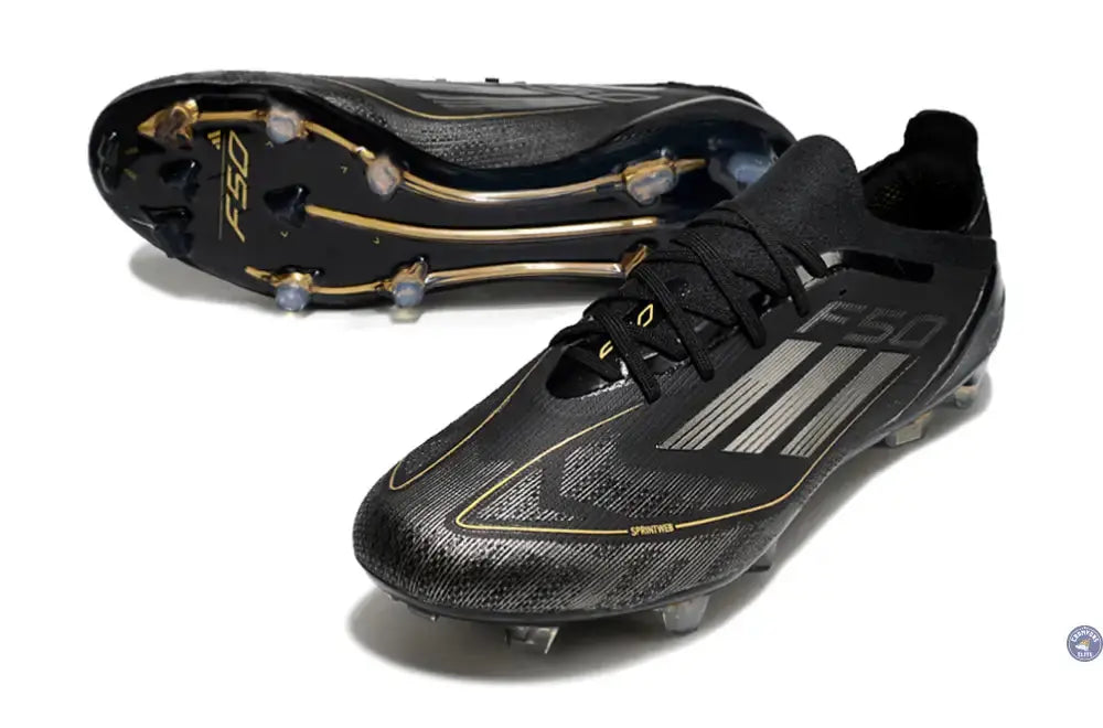 F50 Elite Lacets FG Dark Spark - Noir/Argenté/Doré