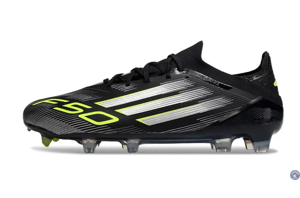 F50 Elite Lacets FG - Noir/Argenté/Jaune Fuo