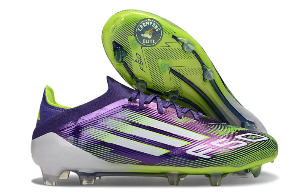 Image of F50 Elite Lacets FG - Violet/Vert Fluo/Gris
