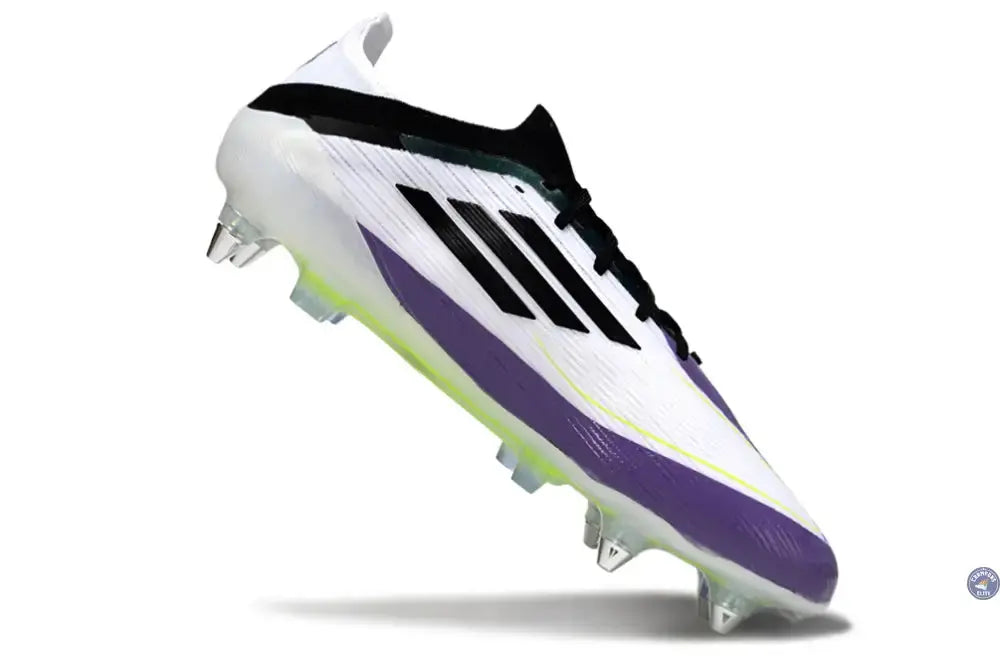 F50 Elite Lacets SG - Blanc/Violet/Jaune Fluo/Noir
