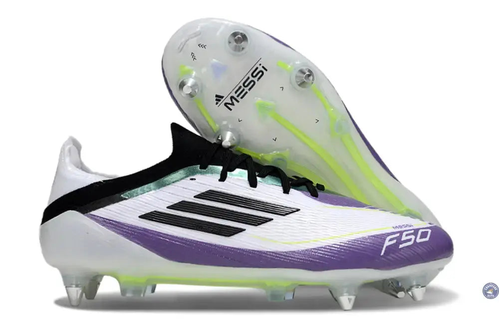 Image of F50 Elite Lacets SG - Blanc/Violet/Jaune Fluo/Noir