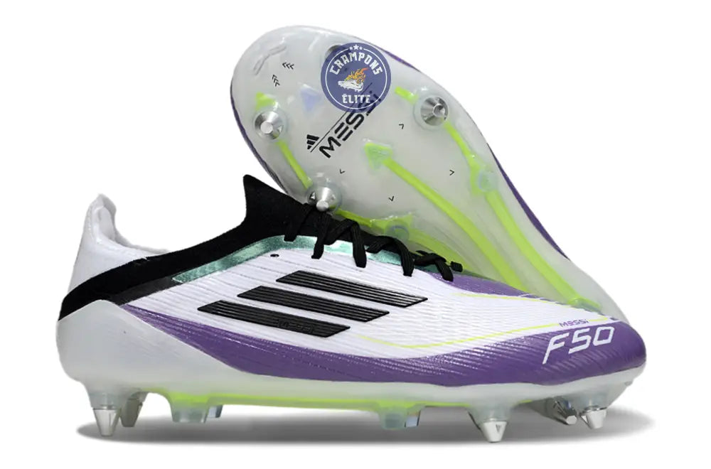 Image of F50 Elite Lacets SG - Blanc/Violet/Jaune Fluo/Noir