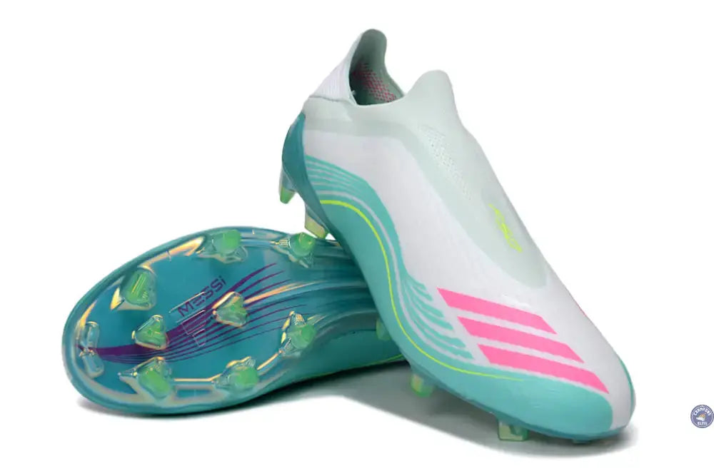 Image of F50 Laceless FG Messi - Turquoise/Blanc/Rose