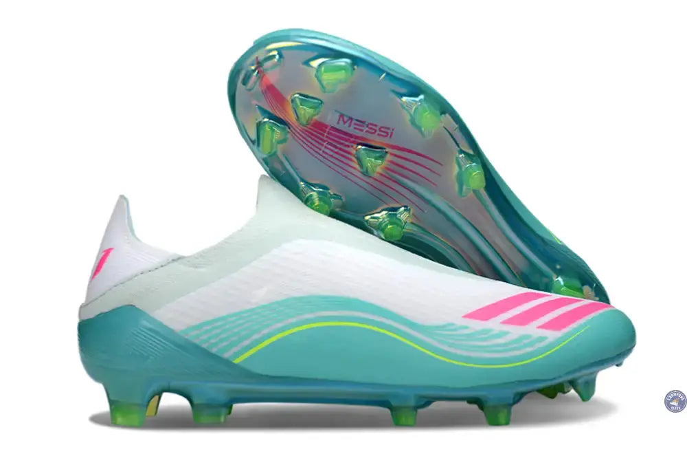 Image of F50 Laceless FG Messi - Turquoise/Blanc/Rose