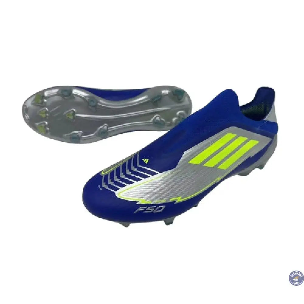 Image of F50 Laceless MESSI Elite FG LA VIDA RAPIDA - ARGENTÉ/JAUNE/BLEU