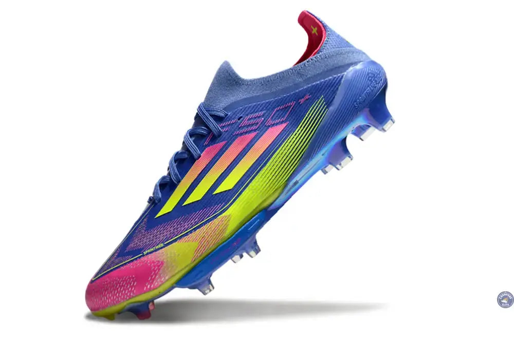 F50 + Lacets FG Celestial Victory - Blue Fusion/Vert/Rose