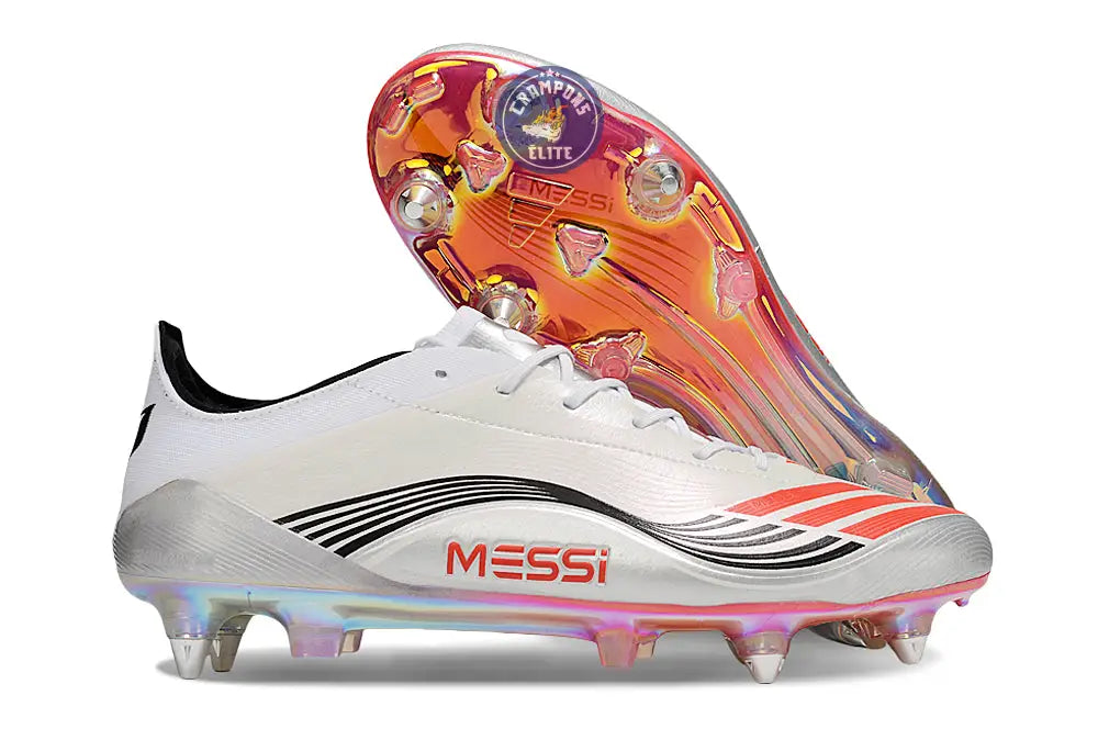 Image of F50 Languette SG Messi Elite FG Prestig10 - Blanc/Lucid Red/Argenté